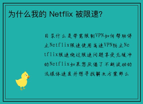 为什么我的 Netflix 被限速？